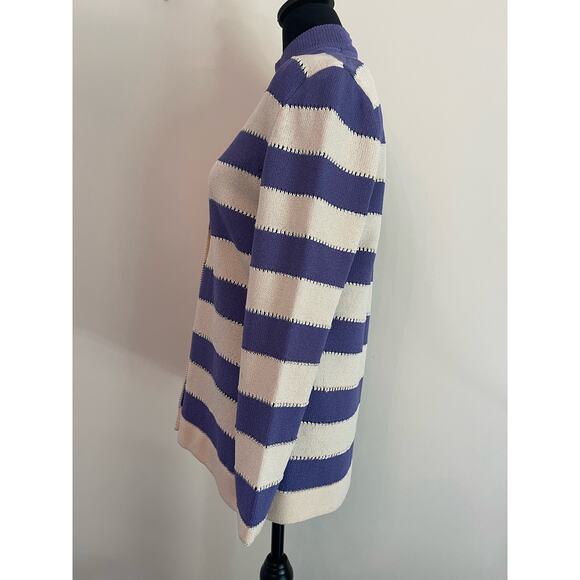 J.S.S knit wear jacket set small purple cream wool blend button up vintage - Picture 3 of 15